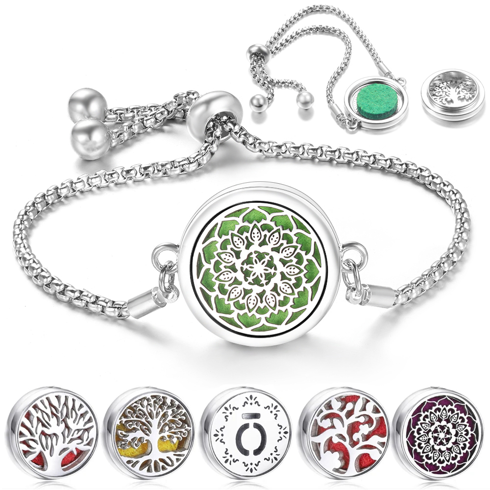 Women'S Essential Accessories - ดอกไม้อินเทรนด์สแตนเลสรูปแบบสร้อยข้อมือน้ํามันหอมระเหย Essential Oil Diffuser น้ําหอม Lockets
