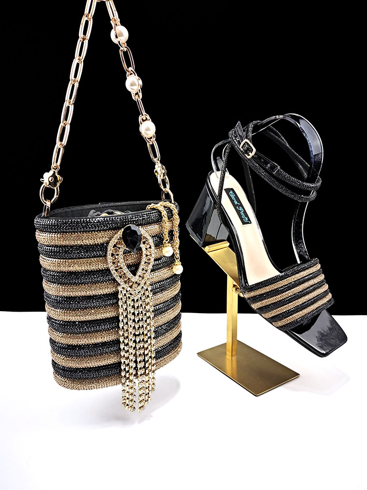 Women Accessories Chain - รองเท้าแตะผู้หญิงขายดี พร้อมกระเป๋าดีไซน์มงกุฎเพชร สายโซ่คู่แบบยาวและสั้น สำหรับงานปาร์ตี้และงานแต่งงาน