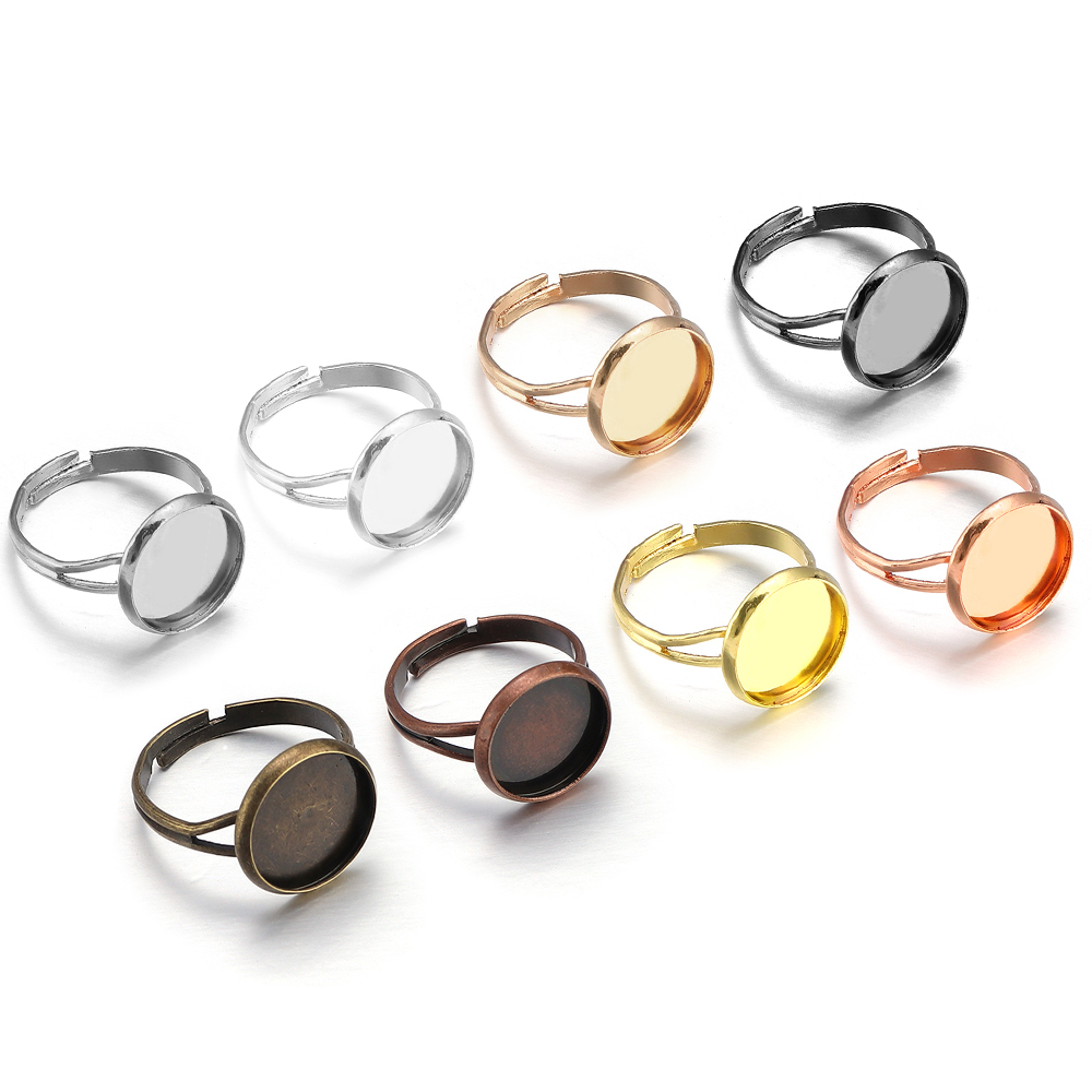 Ring Set Adjustable - ฐานแหวนเปล่าปรับขนาดได้ 10 ชิ้น/ล็อต สำหรับใส่แก้วคาโบชองขนาด 8-25 มม.
