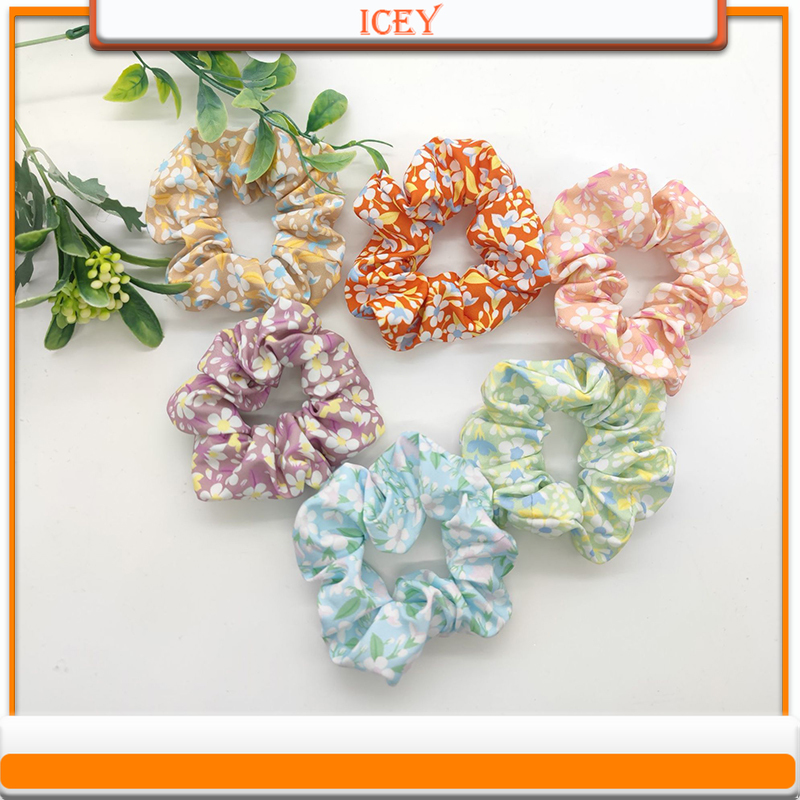 Scrunchie Satin Set - ชุดเครื่องประดับผมรัดผมทำจากผ้าห่วงรัดผมรูปดอกไม้1ชิ้นเครื่องประดับศีรษะที่มัดผมในลำไส้