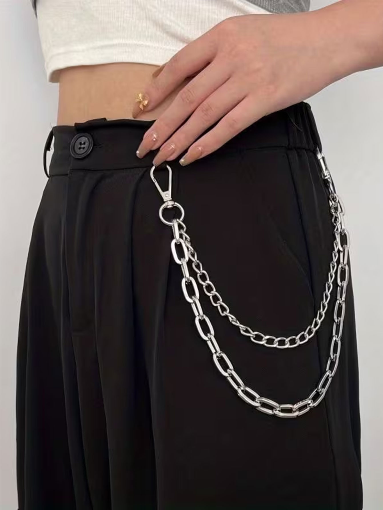 Women'S Jeans Accessories Chain - โซ่คาดเอวสไตล์พังก์ยูนิเซ็กซ์ แฟชั่นโลหะ สำหรับตกแต่งกางเกงยีนส์ จี้ห้อยสไตล์ฮิปฮอป อเนกประสงค์ เหมาะสำหรับผู้ชายและผู้หญิง