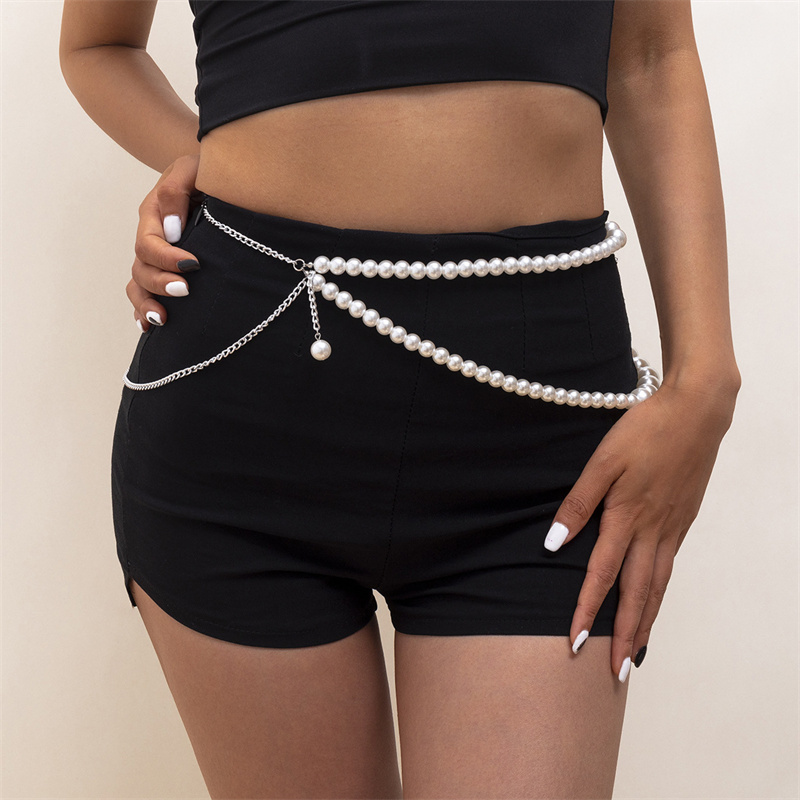 Women'S Jeans Accessories Chain - เข็มขัดคาดเอวผู้หญิง ดีไซน์หรูหรา ประดับมุก คริสตัล สายโซ่ สำหรับชุดเดรส