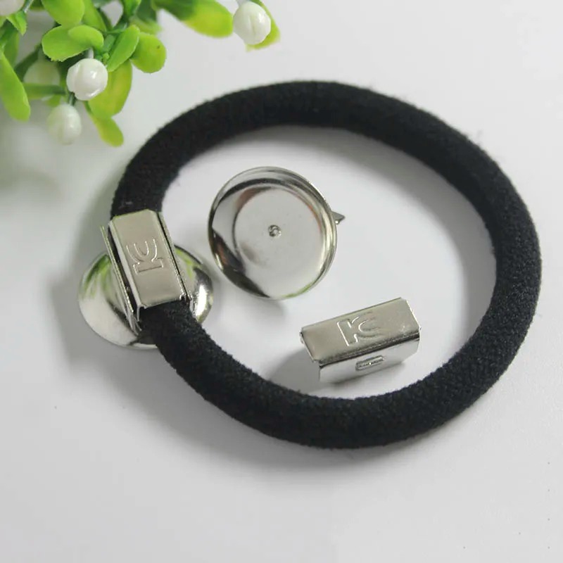 Hair Band Elastic - 100pcs ผม Band การตั้งค่าฐานนิกเกิลฟรี 18mm Cabochon