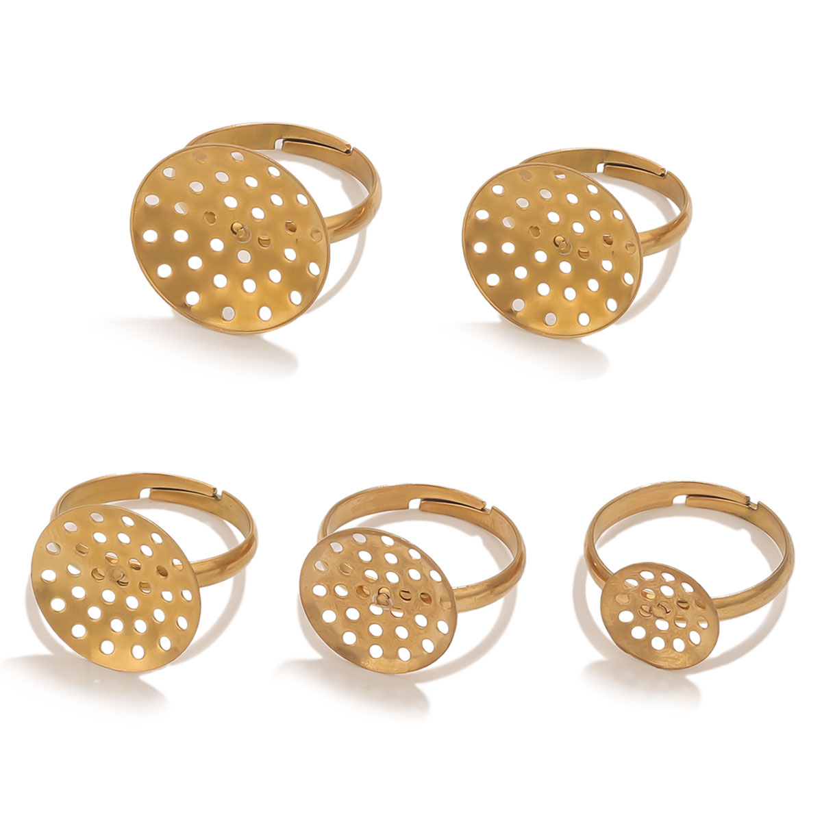 Ring Set Adjustable - 10 ชิ้น/ล็อตแหวนสแตนเลสฐานถาดปรับ Cabochon การตั้งค่า BLANK BEZEL