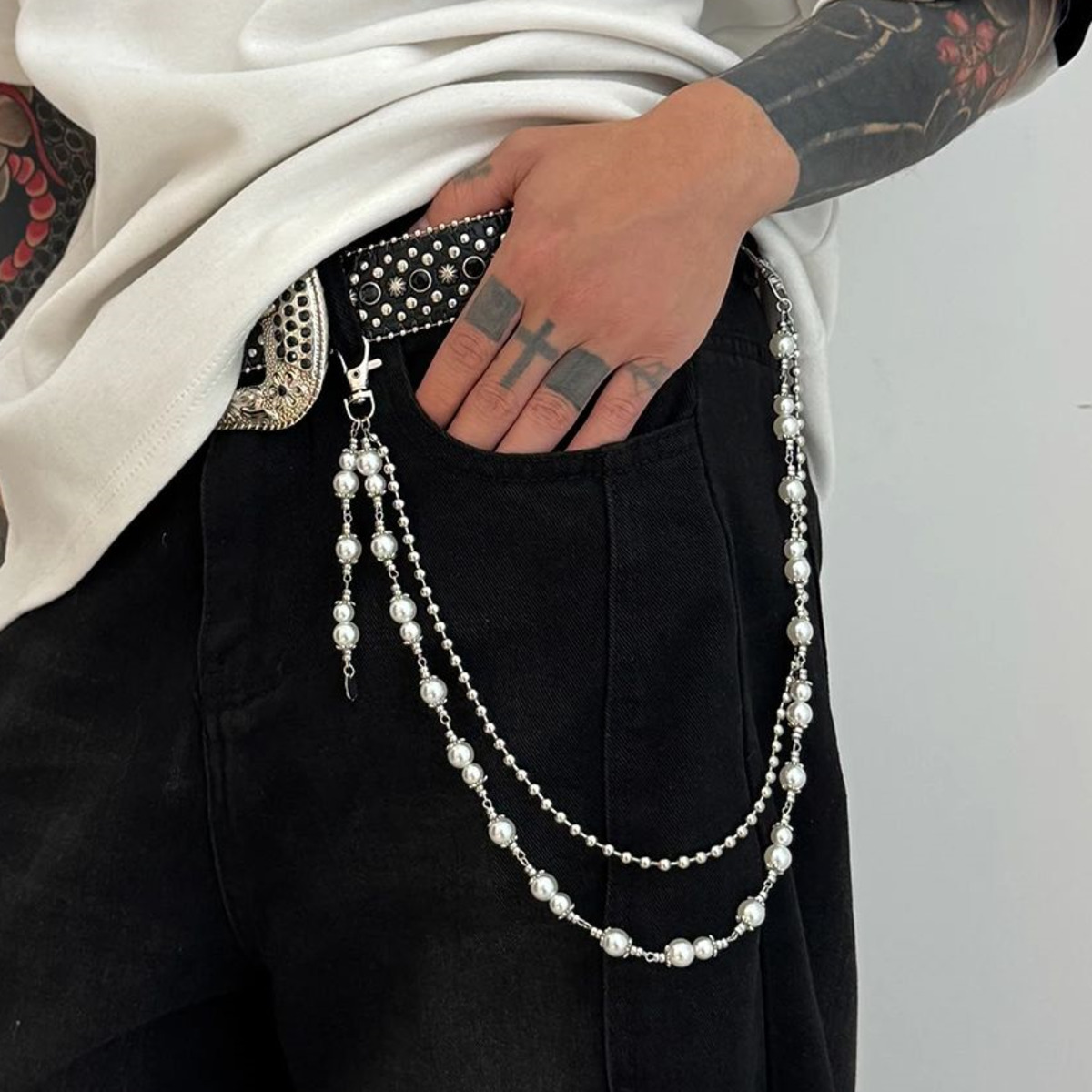 Women'S Jeans Accessories Chain - Ingemark 2025 Faddish ที่ไม่ซ้ํากันเลียนแบบไข่มุกเอวสําหรับผู้ชายผู้หญิงฤดูร้อนกางเกงยีนส์กางเกง Punk เครื่องประดับอุปกรณ์เสริม