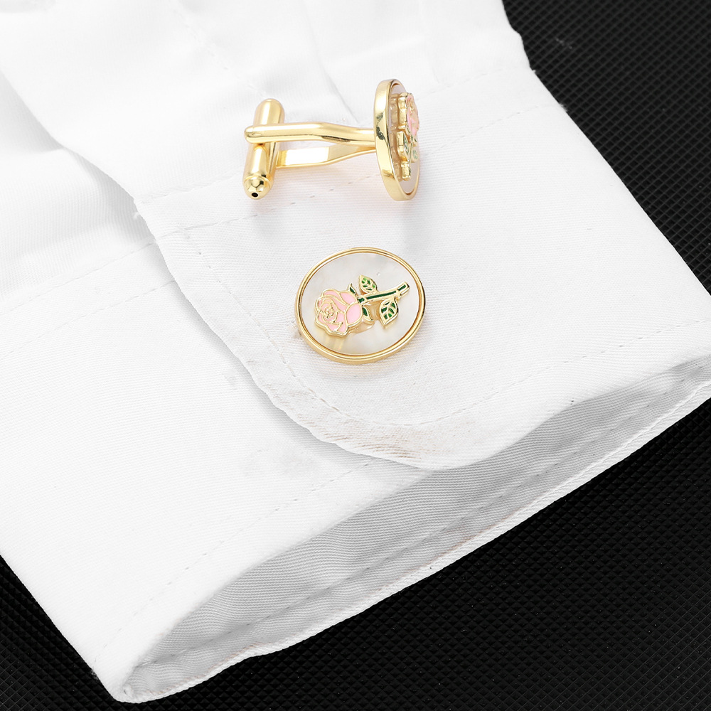 Women'S Essential Accessories - กระดุมข้อมือคู่สไตล์ยุโรป-อเมริกัน ดีไซน์ใหม่ทันสมัย รูปดอกกุหลาบ สำหรับเสื้อเชิ้ตและชุดสูท ของตกแต่งที่ขาดไม่ได้สำหรับผู้ชายที่ต้องการความมีสไตล์