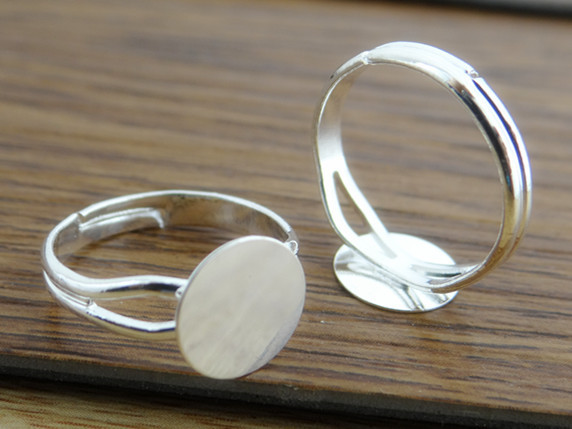 Ring Set Adjustable - 6/8/10/12mm 10pcs Silver Plated Bronze ทองเหลืองแหวนปรับการตั้งค่าเปล่า/ฐาน,