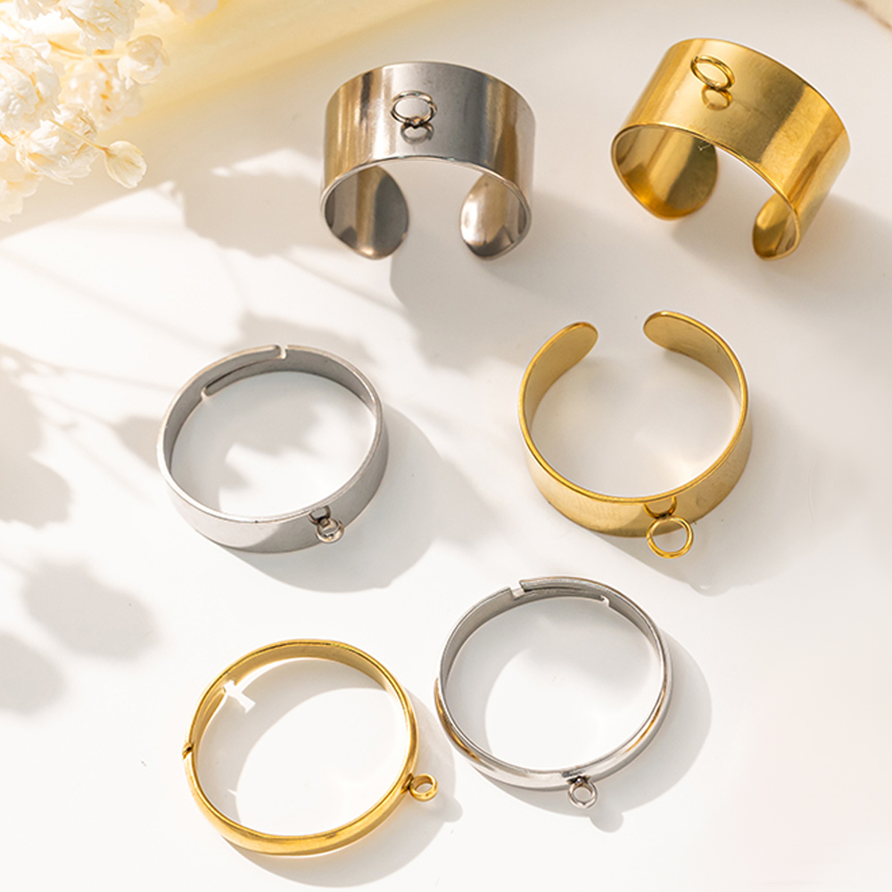 Ring Set Adjustable - 5 ชิ้น/ล็อตสแตนเลสสตีลสีเปิดแหวนปรับสําหรับผู้ชายผู้หญิง DIY เครื่องประดับทําอุปกรณ์ผลการค้นหาอุปกรณ์เสริม