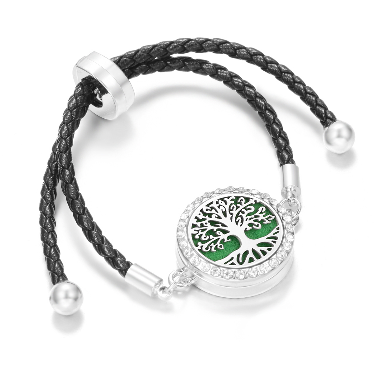 Women'S Essential Accessories - เครื่องกระจายกลิ่นอโรมา ต้นไม้แห่งชีวิต กำไลข้อมือหนังสำหรับผู้หญิง น้ำหอมน้ำมันหอมระเหย ล็อกเก็ตรูปทรงเกลียวเปิดประดับเพชรเทียม เครื่องประดับกำไลข้อมือ