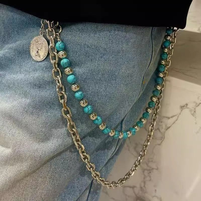 โลหะ Punk Rock Layered ลูกปัดพ - Women'S Jeans Accessories Chain บทวิจารณ์และราคา