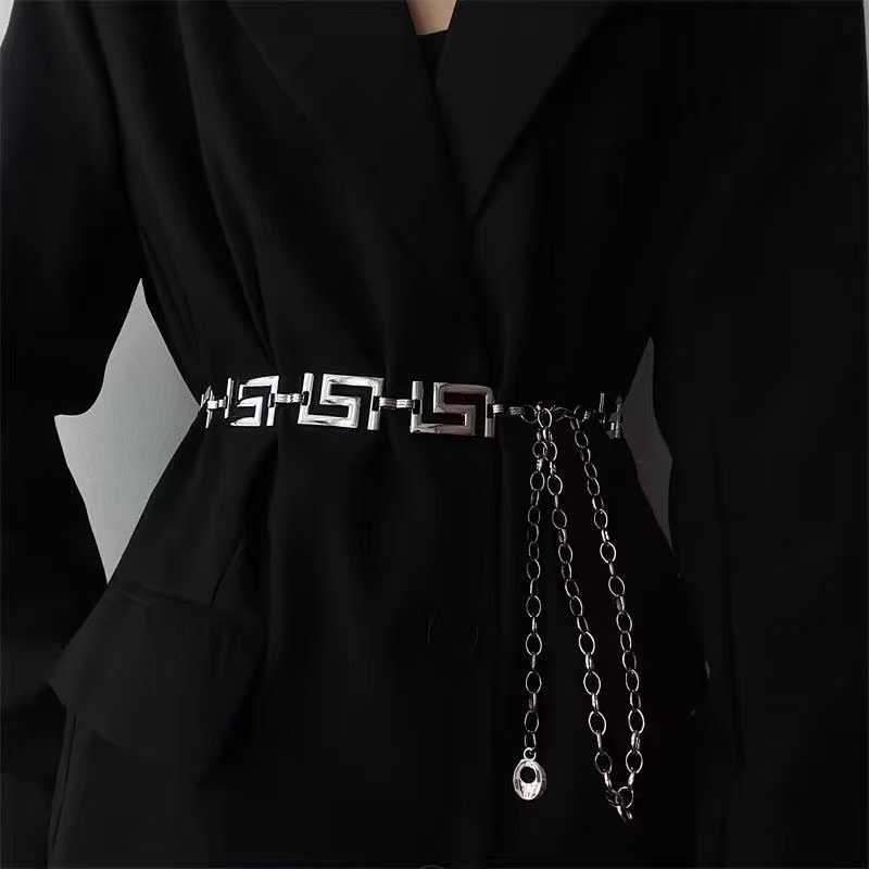 เข็มขัดโลหะลายกรีกคีย์เรขาคณิต - Women'S Jeans Accessories Chain บทวิจารณ์และราคา