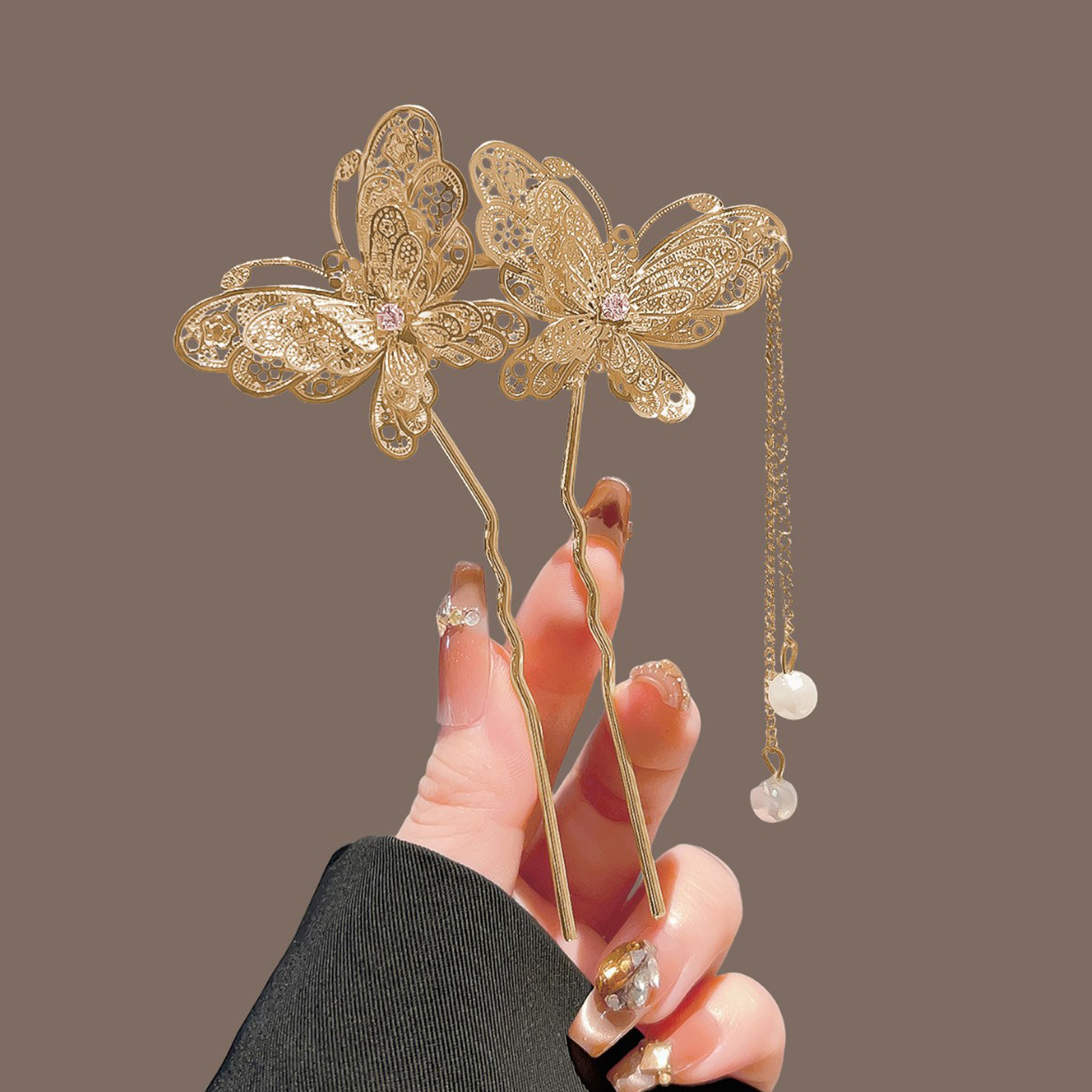 กิ๊บติดผมพู่ผีเสื้อคู่แบบจีนโบ - Hair Fork Stick บทวิจารณ์และราคา