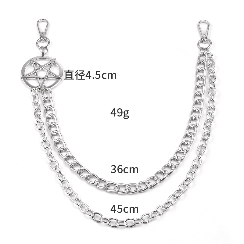 พวงกุญแจรูปดาวห้าแฉกสไตล์พังก์ - Women'S Jeans Accessories Chain บทวิจารณ์และราคา