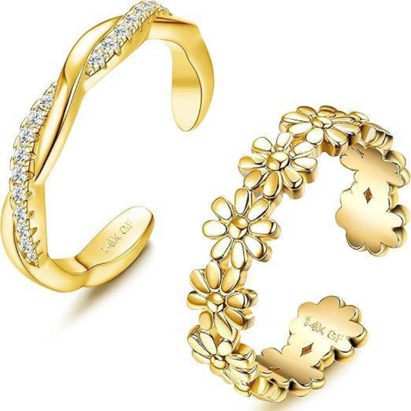 แหวนทองชุบ 14K ประดับเพทายปรับ - Ring Set Adjustable บทวิจารณ์และราคา