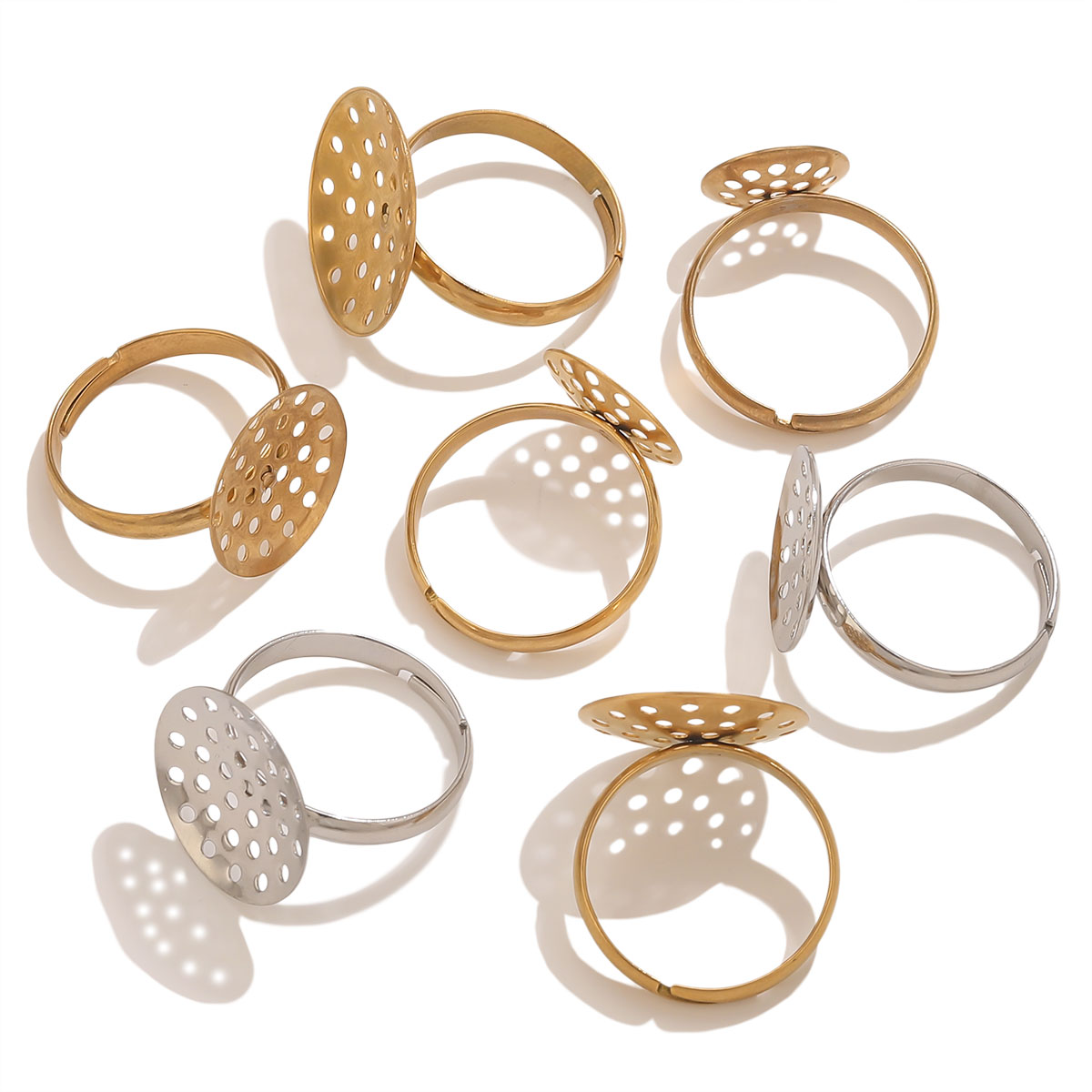 10 ชิ้น/ล็อตแหวนสแตนเลสฐานถาดป - Ring Set Adjustable บทวิจารณ์และราคา