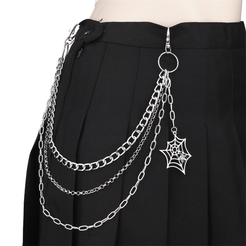 ห่วงโซ่กางเกงโลหะสีเงินสีดำพวง - Women'S Jeans Accessories Chain บทวิจารณ์และราคา