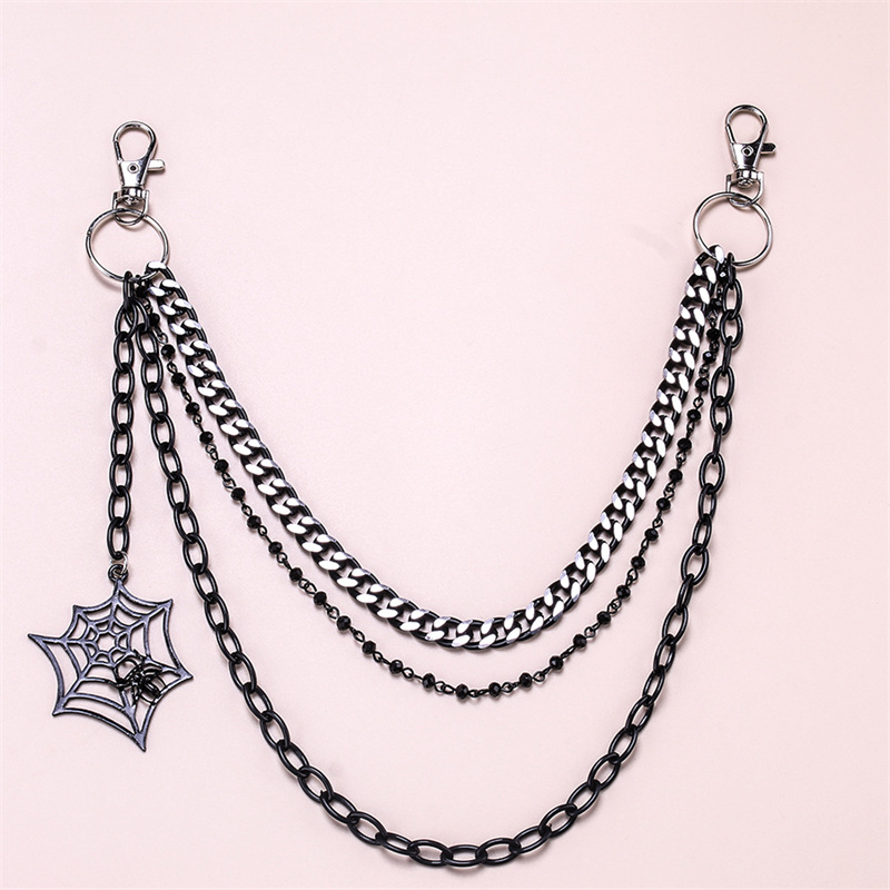 ห่วงโซ่กางเกงโลหะสีเงินสีดำพวง - Women'S Jeans Accessories Chain บทวิจารณ์และราคา
