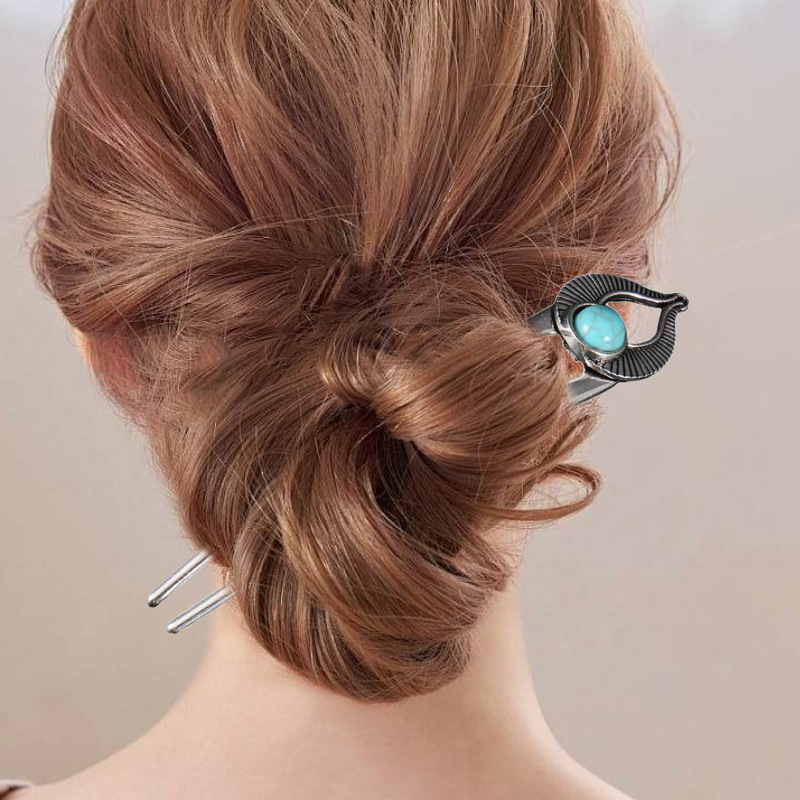 กิ๊บติดผมรูปตัวยูสีฟ้าเทอร์ควอ - Hair Fork Stick บทวิจารณ์และราคา
