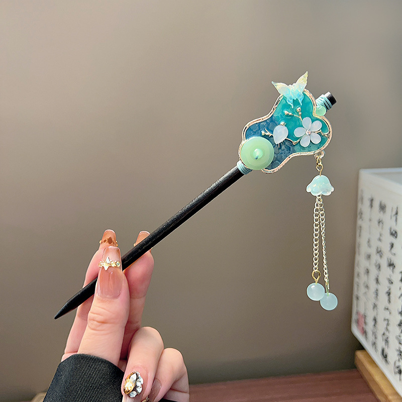 กิ๊บติดผมพู่ห้อยแบบคลาสสิก สีด - Hair Fork Stick บทวิจารณ์และราคา