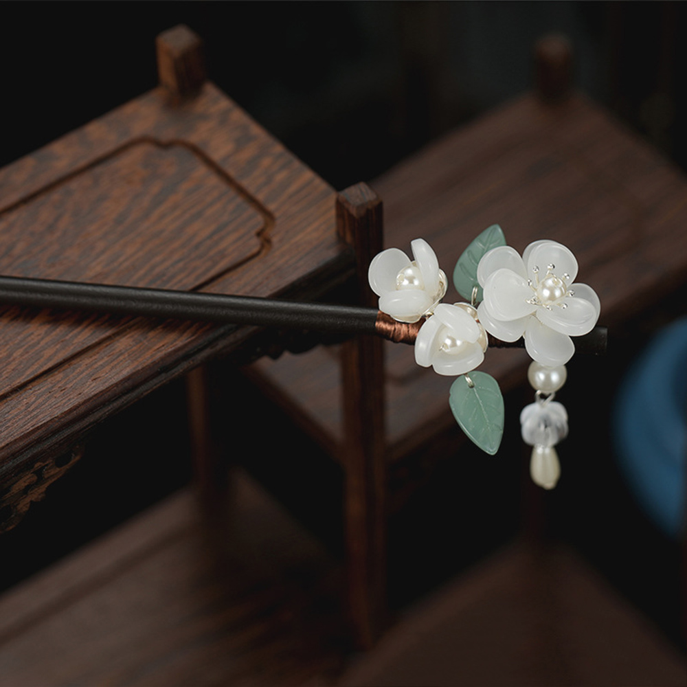 Retro ดอกไม้ Hairpin ไข่มุกไม้ - Hair Fork Stick บทวิจารณ์และราคา